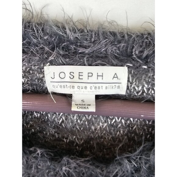 Joseph A Women's Sweater Size Small Gray Fuzzy Polka Dot Long Sleeve Knit Top - Picture 6 of 9
